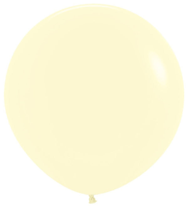 3ft 90cm Sempertex Plain Latex Balloon - Round Pastel Matte Yellow - Everything Party