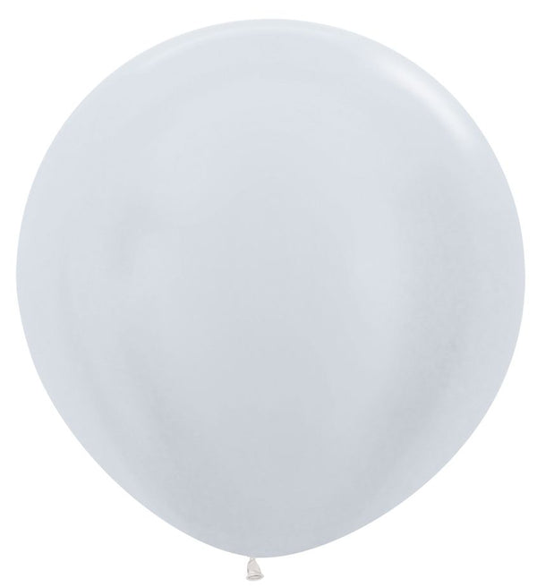 3ft 90cm Sempertex Plain Latex Balloon - Round Satin White - Everything Party