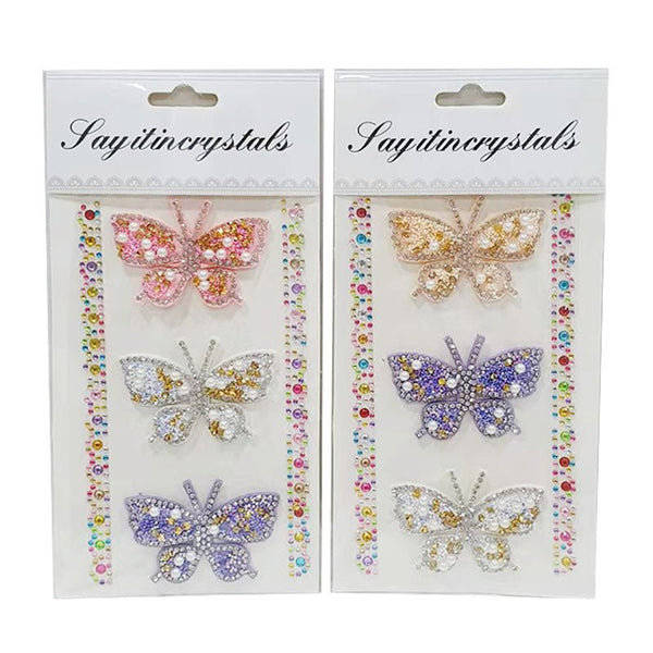 3pk 3D Decorative Colourful Pearl Butterfly Stickers - Everything Party