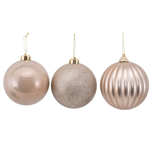 3pk Assorted 12cm Platinum Baubles Christmas Tree Decor - Everything Party