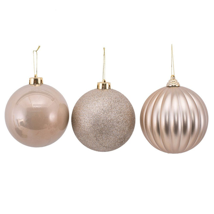 3pk Assorted 12cm Platinum Baubles Christmas Tree Decor - Everything Party