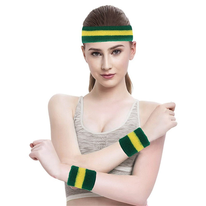 3pk Aussie Team Supporter Green & Yellow Headband & Wristband Set - Everything Party