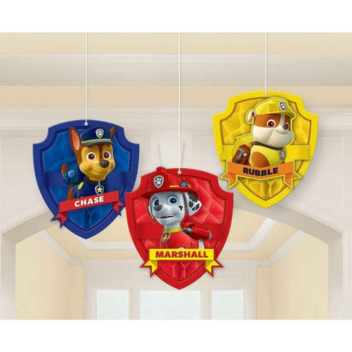 3pk Paw Patrol Honeycomb Hanging Decorations - Everything Party