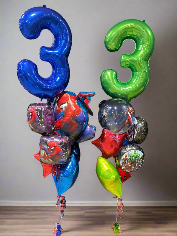 3rd Birthday Boy Super Hero Foil Helium Balloon Bouquets - Everything Party