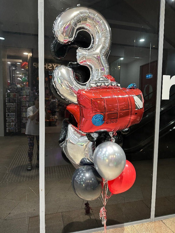 3rd Birthday Fire Truck Helium Balloon Bouquet - Everything Party