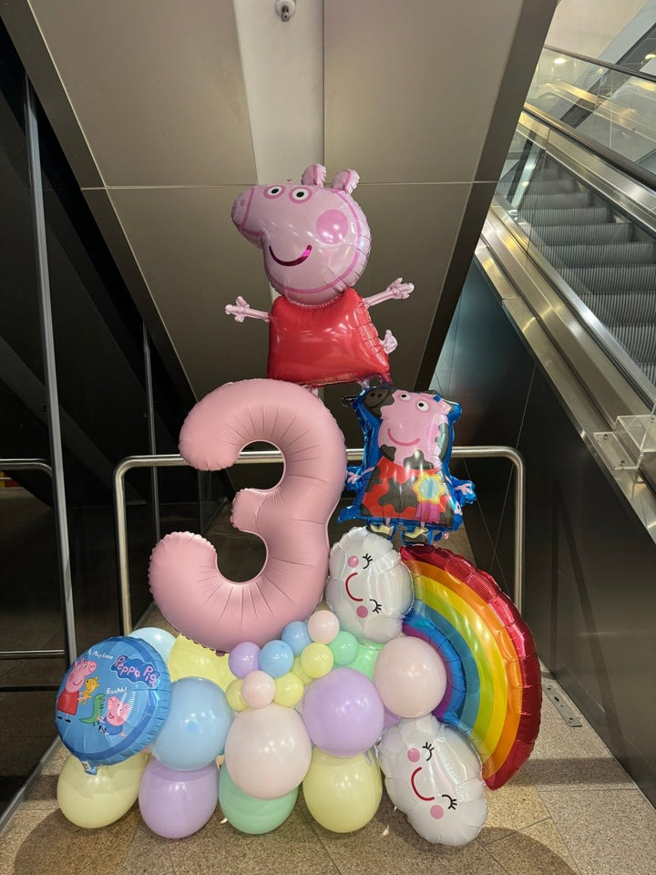 3rd Birthday Peppa Pig Theme Balloon Arrangement Decoration - Everything Party