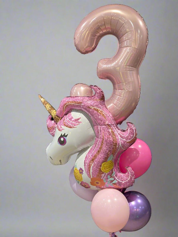 3rd Birthday Unicorn Foil Balloon Bouquet - Everything Party