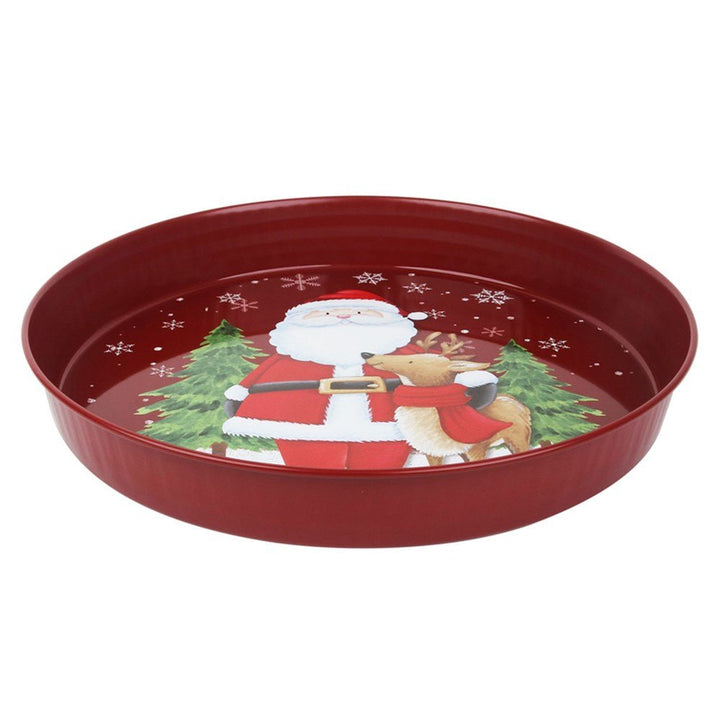 4 Assorted 34cm Round Metal Christmas Trays - Everything Party