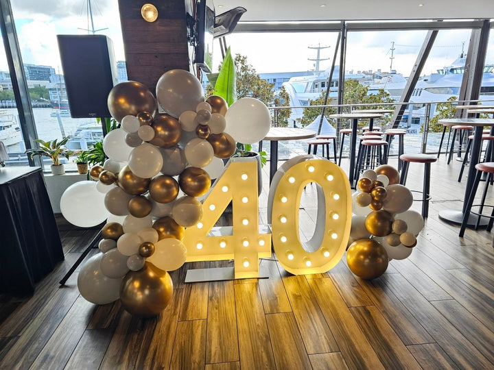 40th Birthday Balloon Garland with 1m LED Number Lights - Everything Party