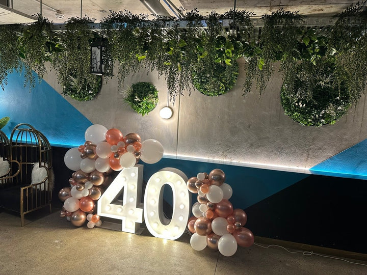 40th Birthday Balloon Garland with 1m LED Number Lights - Everything Party