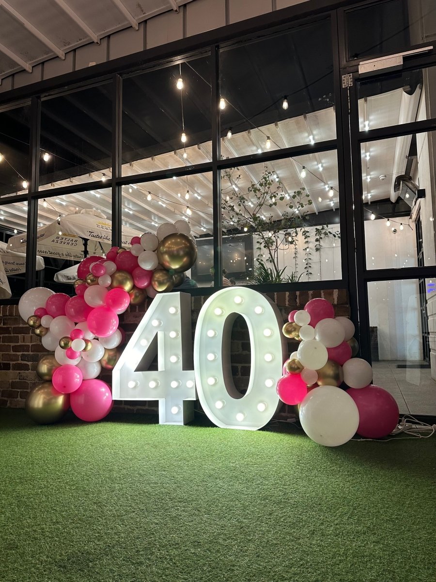 40th Birthday Balloon Garland with 1m LED Number Lights – Everything Party