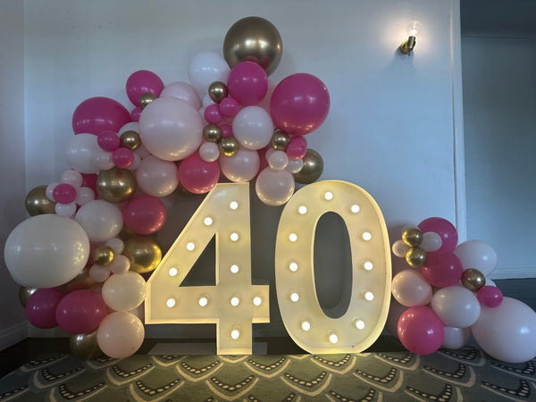 40th Birthday Balloon Garland with 1m LED Number Lights - Everything Party