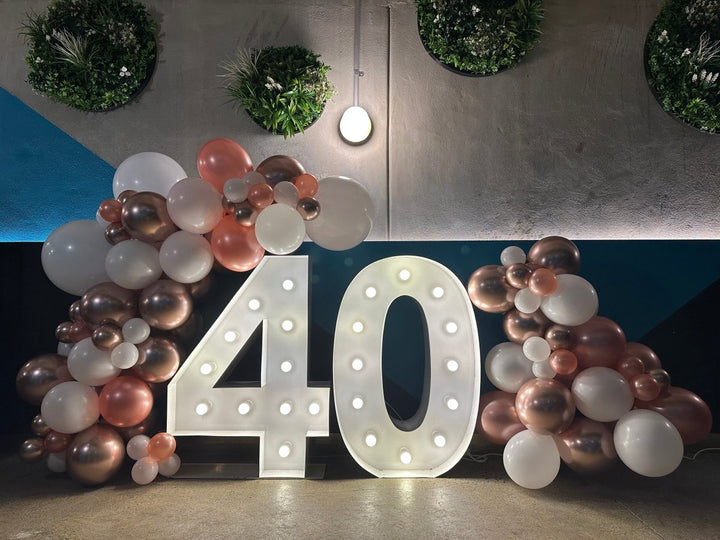 40th Birthday Balloon Garland with 1m LED Number Lights - Everything Party