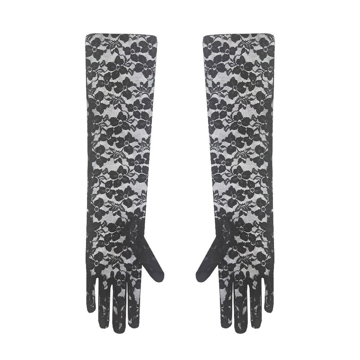 42.5cm Extra Long Black Lace Gloves - Everything Party