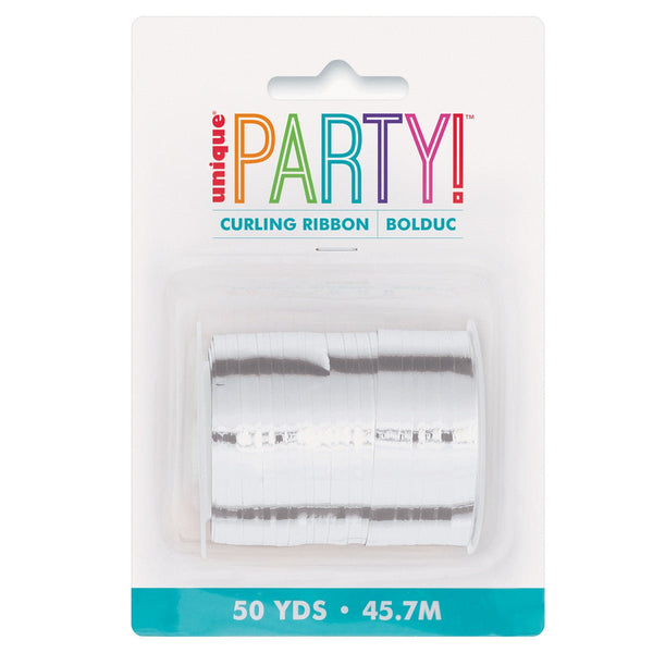 45.7m Curling Ribbon - Metallic Silver - Everything Party