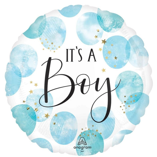 45cm Anagram Baby Boy Blue Watercolour Foil Balloon - Everything Party