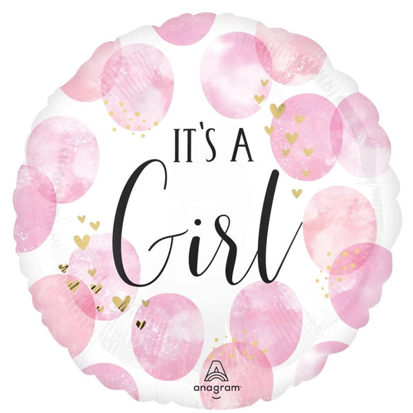 45cm Anagram Baby Girl Pink Watercolour Foil Balloon - Everything Party