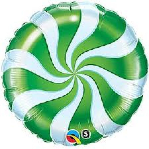 45cm Anagram Foil Green Satin Infused Candy Swirl Sangria Balloon - Everything Party