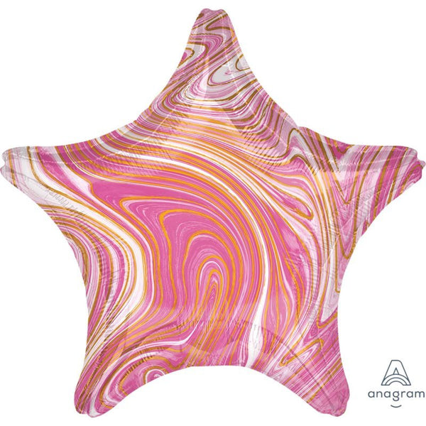 45cm Anagram Star Shape Marblez Foil Balloon - Pink Marble - Everything Party