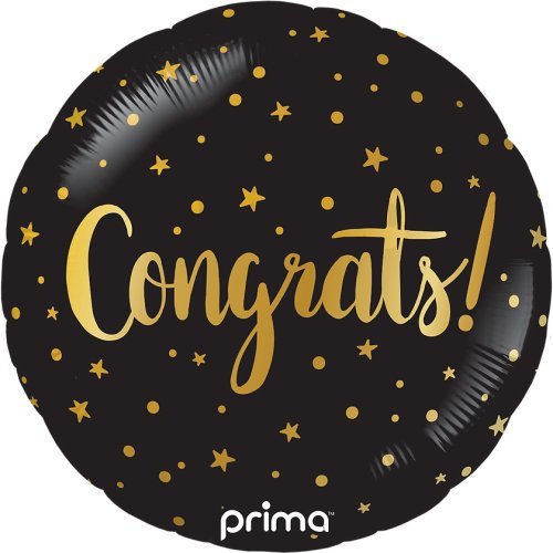 45cm Black & Gold Congrats Foil Balloon - Everything Party