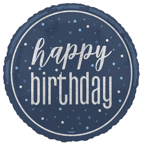45cm Blue “Happy Birthday” Prismatic Foil Balloon - Everything Party