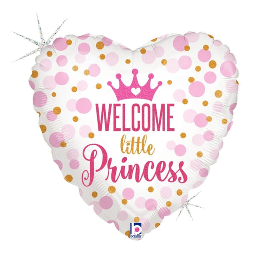 45cm Glitter Welcome Little Princess Heart Shape Foil Balloon - Everything Party