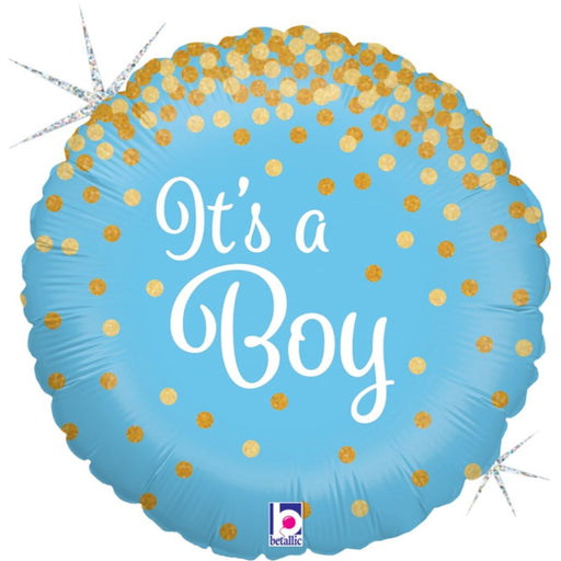 45cm Holographic Glittering It's A Boy Foil Balloon - Everything Party
