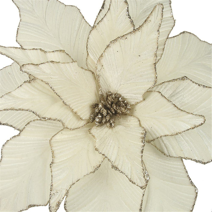 45cm Ivory Glitter Artificial Poinsettia with Long Stem - Everything Party