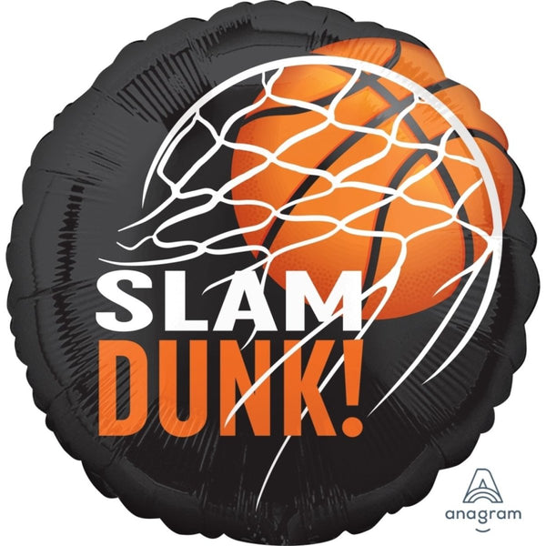 46cm Anagram Slam Dunk Round Foil Basketball Balloon - Everything Party