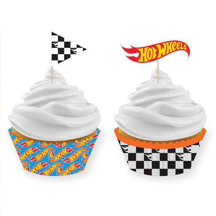 48pcs Hot Wheels Birthday Cupcake Case and Pick set - Everything Party