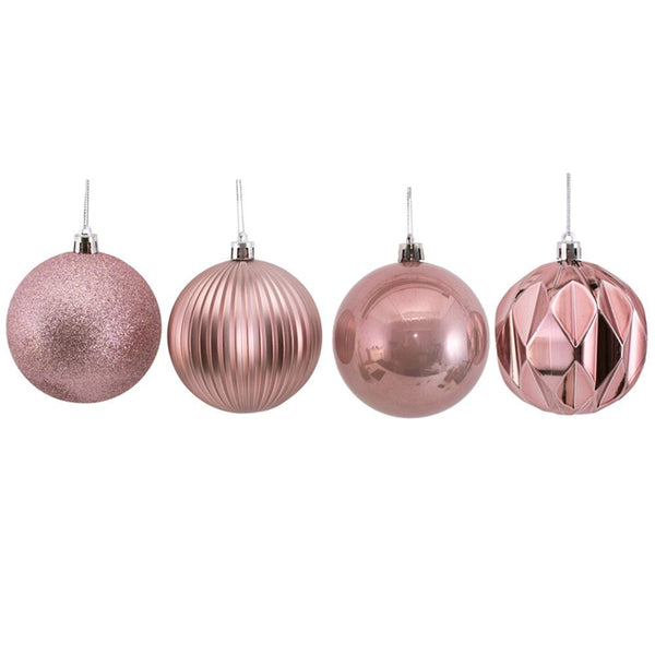 4pk Assorted 8cm Rouge Baubles Christmas Tree Decor - Everything Party