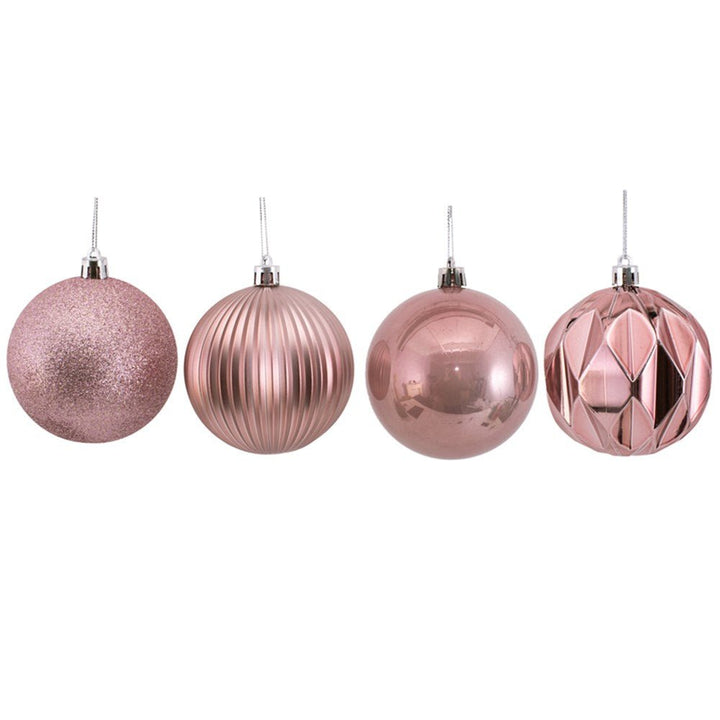 4pk Assorted 8cm Rouge Baubles Christmas Tree Decor - Everything Party