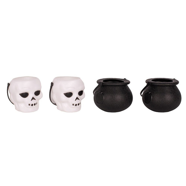 4pk Skull & Cauldron Mini Pails – Halloween Trick or Treat Buckets - Everything Party