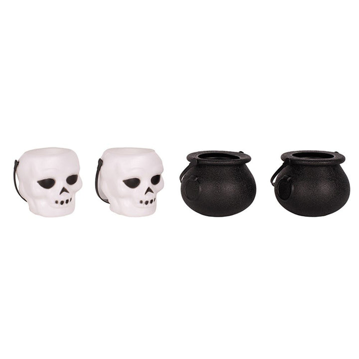 4pk Skull & Cauldron Mini Pails – Halloween Trick or Treat Buckets - Everything Party