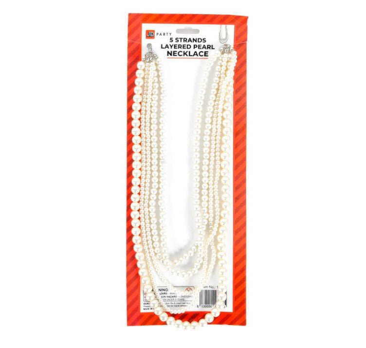 1920s Flapper 5-Strand Pearl Necklace – Vintage Party Accessory ...