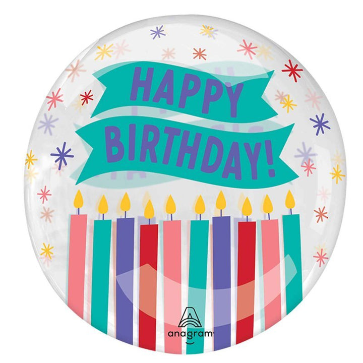 50cm Anagram Clearz Happy Birthday Candle Balloon - Everything Party