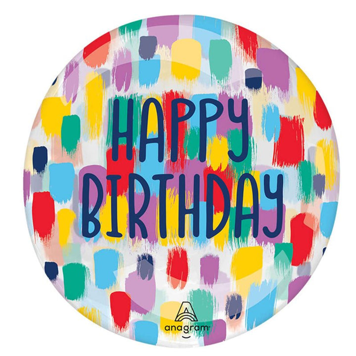 50cm Anagram Clearz Printed Happy Birthday Painterly Balloon - Everything Party