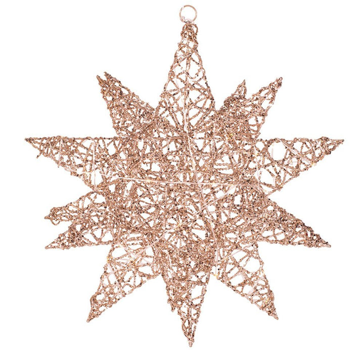 50cm Champagne Wire Glitter Celestial Star with LED Lights Tree Ornament - Everything Party