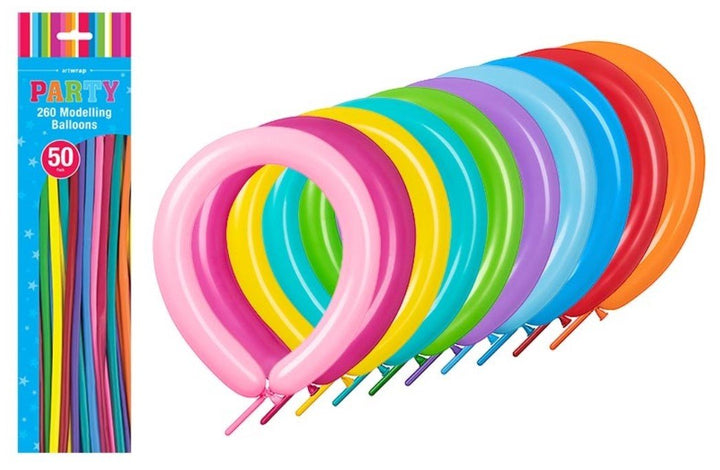 50pk Modelling Balloon 260Q - Multi - Everything Party