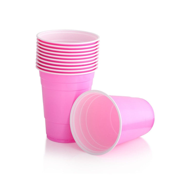 50pk Reusable Plastic Beer Pong American Cups - Pink - Everything Party