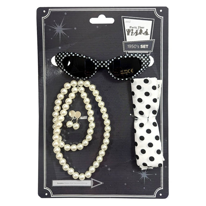 50's Black White Polka Dots Instant Dress Up Set - Everything Party