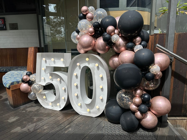 50th Birthday Balloon Garland with 1m LED Number Lights - Everything Party