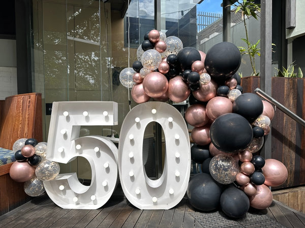 50th Birthday Balloon Garland with 1m LED Number Lights - Everything Party