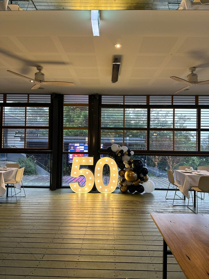 50th Birthday Balloon Garland with 1m LED Number Lights - Everything Party