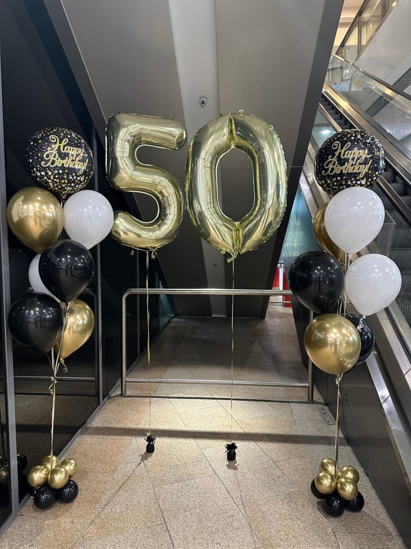 50th Birthday Number Shape Foil Helium Balloon Bouquet - Everything Party