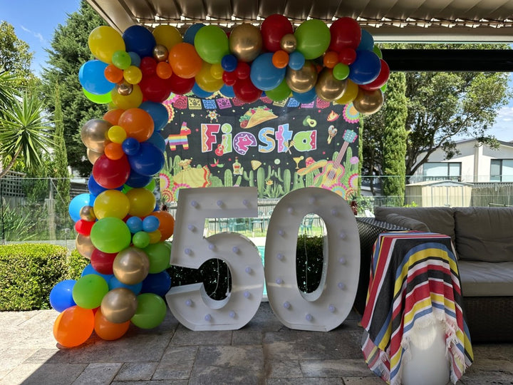 50th mexican Birthday Balloon Garland with 1m LED Number Lights - Everything Party