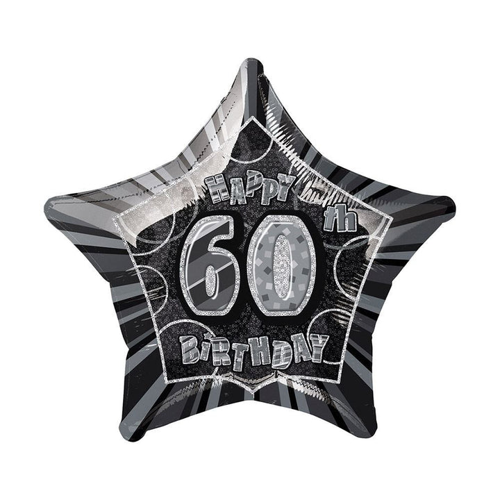 20" Happy 60th Birthday Foil Balloon Star Shape - (Blue, Pink, Black)