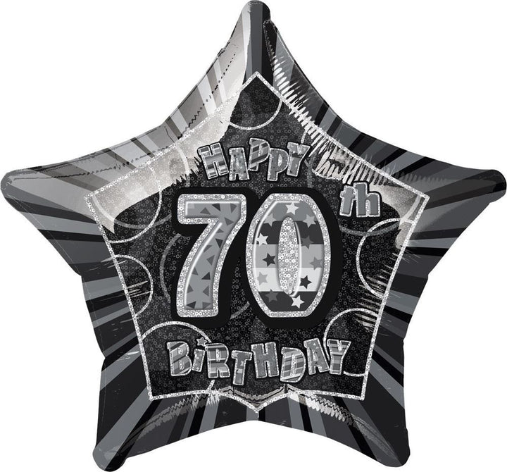 20" Happy 70th Birthday Foil Balloon Star Shape - (Blue, Pink, Black)