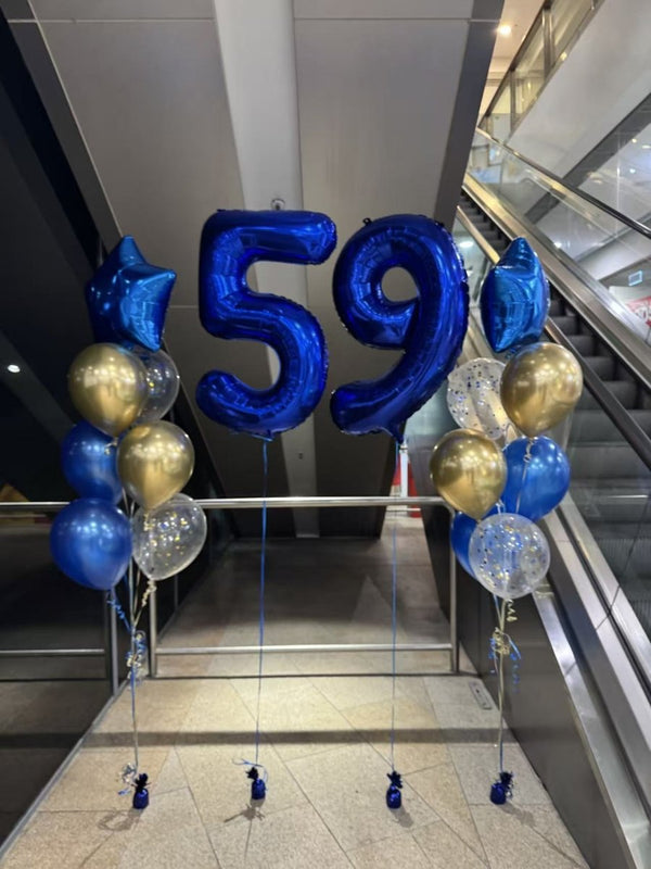 59th Birthday Number Shape Foil Helium Balloon Bouquet - Everything Party