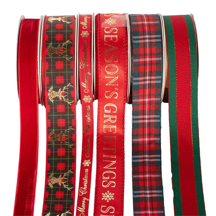 5m Assorted Christmas Ribbon - Red - Everything Party